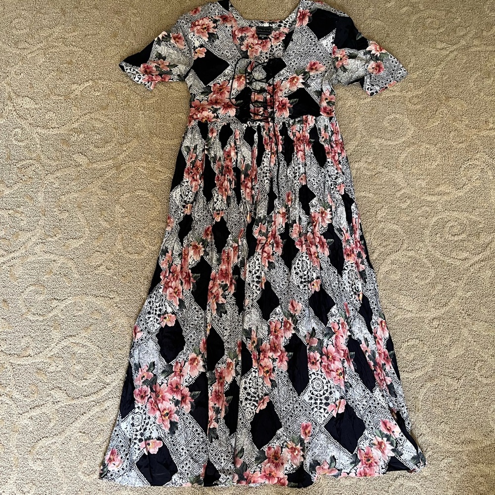 Vintage 80s/90s Starina Floral Boho Maxi Dress